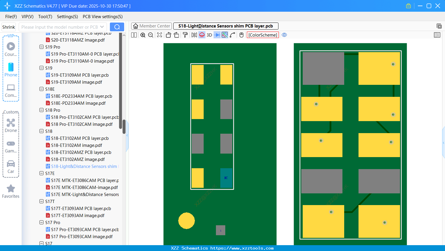 VIVO S18-Light&Distance Sensors Shim PCB Layer